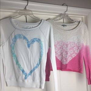 Aeropostale and Charlotte Russe heart sweatshirts